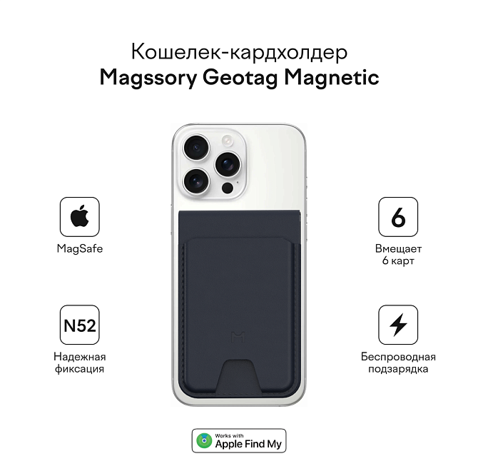 Кошелек-кардхолдер Magssory Geotag Magnetic Blue