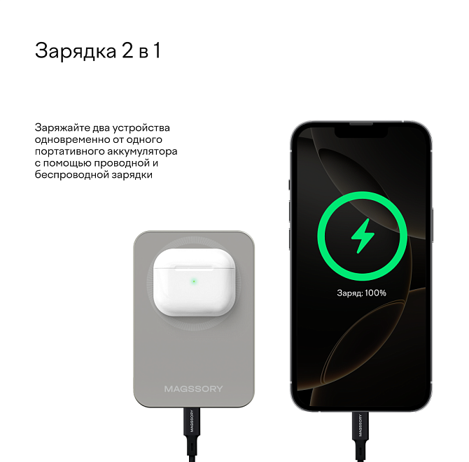 Беспроводной внешний аккумулятор Magssory Pride 5000 мАч Magnetic Power Bank