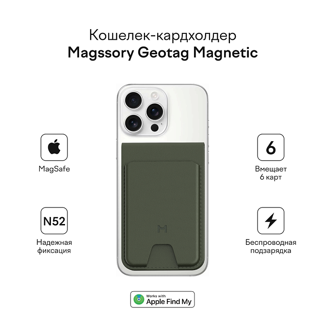 Кошелек-кардхолдер Magssory Geotag Magnetic Khaki