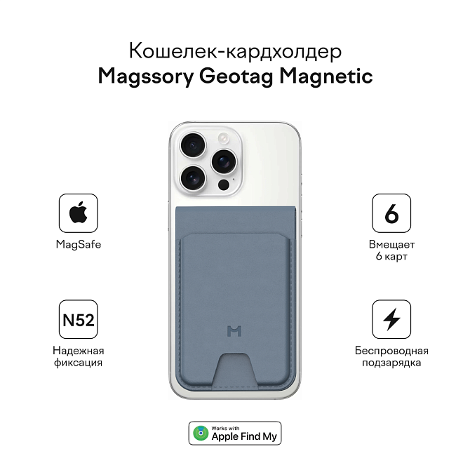 Кошелек-кардхолдер Magssory Geotag Magnetic Cobalt